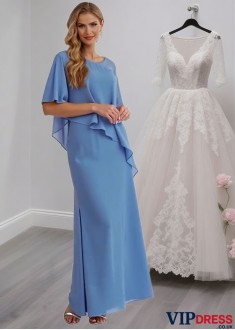 Scoop Chiffon Sheath Mother of the Bride Dresses Ankle Length
