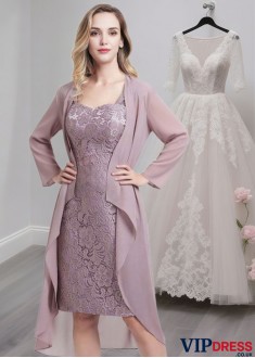 Knee-Length Lace Sheath Mother of the Bride Dress with Sweetheart Neckline
