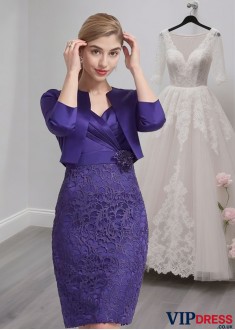 Satin Sleeveless Sheath Mother of the Bride Dress with Beading and Pleats