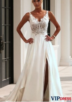 Sleeveless Chiffon A-Line Bridal Gown Lace Appliques